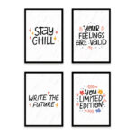 PA4S1029 - İngilizce Yazılı Dörtlü Set Poster