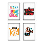 PA4S1032 - İngilizce Yazılı Dörtlü Set Poster