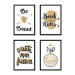 PA4S1043 - İngilizce Yazılı Dörtlü Set Poster