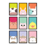 PA6S1027 - Sevimli Hayvanlar Dokuzlu Set Poster