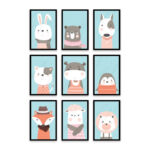 PA6S1029 - Sevimli Hayvanlar Dokuzlu Set Poster