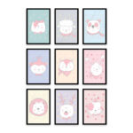 PA6S1033 - Sevimli Hayvanlar Dokuzlu Set Poster