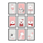 PA6S1039 - Sevimli Hayvanlar Dokuzlu Set Poster