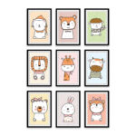 PA6S1040 - Sevimli Hayvanlar Dokuzlu Set Poster