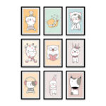 PA6S1041 - Sevimli Hayvanlar Dokuzlu Set Poster