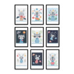 PA6S1044 - Sevimli Hayvanlar Dokuzlu Set Poster