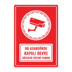 UL1337 - Bu Asansörde Kapalı Devre Güvenlik Sistemi Vardır İkaz ve Uyarı Levhası