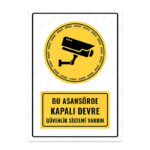 UL1340 - Bu Asansörde Kapalı Devre Güvenlik Sistemi Vardır İkaz ve Uyarı Levhası