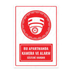 UL1382 - Bu Apartmanda Kamera ve Alarm Sistemi Vardır İkaz ve Uyarı Levhası