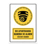 UL1384 - Bu Apartmanda Kamera ve Alarm Sistemi Vardır İkaz ve Uyarı Levhası