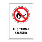 UL1574 - Ateş Yakmak Yasaktır İkaz ve Uyarı Levhası
