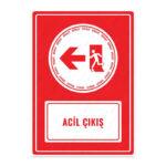 UL1639 - Acil Çıkış Sol Yöne İkaz ve Uyarı Levhası