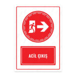 UL1642 - Acil Çıkış Sağ Yöne İkaz ve Uyarı Levhası