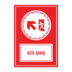 UL1647 - Acil Çıkış Sol Yöne Yukarı İkaz ve Uyarı Levhası