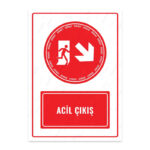 UL1652 - Acil Çıkış Sağ Yöne Aşağı İkaz ve Uyarı Levhası