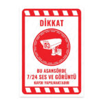 UL2080 - Bu Asansörde 7/24 Ses ve Görüntü Kaydı Yapılmaktadır İkaz ve Uyarı Levhası