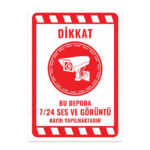 UL2086 - Bu Depoda 7/24 Ses ve Görüntü Kaydı Yapılmaktadır İkaz ve Uyarı Levhası