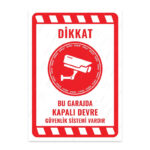 UL2108 - Bu Garajda Kapalı Devre Güvenlik Sistemi Vardır İkaz ve Uyarı Levhası