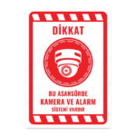 UL2128 - Bu Asansörde Kamera ve Alarm Sistemi Vardır İkaz ve Uyarı Levhası