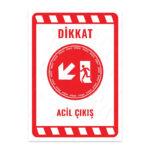 UL2282 - Acil Çıkış Sol Yöne Aşağı İkaz ve Uyarı Levhası