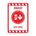 UL2287 - Acil Çıkış Sağ Yöne Aşağı İkaz ve Uyarı Levhası