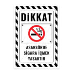 UL2410 - Asansörde Sigara İçmek Yasaktır İkaz ve Uyarı Levhası