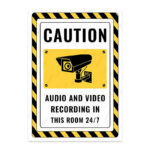 UL2480-ENG - Bu Odada 7/24 Ses ve Görüntü Kaydı Yapılmaktadır İkaz ve Uyarı Levhası