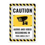 UL2486-ENG - Bu Alanda 7/24 Ses ve Görüntü Kaydı Yapılmaktadır İkaz ve Uyarı Levhası