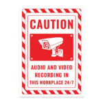 UL2487-ENG - Bu İşyerinde 7/24 Ses ve Görüntü Kaydı Yapılmaktadır İkaz ve Uyarı Levhası