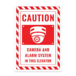 UL2539-ENG - Bu Asansörde Kamera ve Alarm Sistemi Vardır İkaz ve Uyarı Levhası