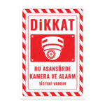 UL2539 - Bu Asansörde Kamera ve Alarm Sistemi Vardır İkaz ve Uyarı Levhası