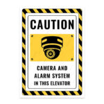 UL2540-ENG - Bu Asansörde Kamera ve Alarm Sistemi Vardır İkaz ve Uyarı Levhası
