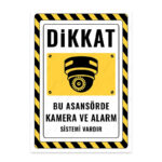 UL2540 - Bu Asansörde Kamera ve Alarm Sistemi Vardır İkaz ve Uyarı Levhası
