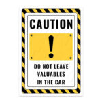 UL2605-ENG - Arabada Değerli Eşya Bırakmayın İkaz ve Uyarı Levhası