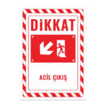 UL2693 - Acil Çıkış Sol Yöne Aşağı İkaz ve Uyarı Levhası