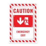 UL2694-ENG - Acil Çıkış Sol Yöne Aşağı İkaz ve Uyarı Levhası