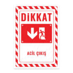 UL2694 - Acil Çıkış Sol Yöne Aşağı İkaz ve Uyarı Levhası