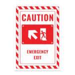 UL2695-ENG - Acil Çıkış Sol Yöne Yukarı İkaz ve Uyarı Levhası