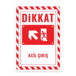 UL2695 - Acil Çıkış Sol Yöne Yukarı İkaz ve Uyarı Levhası