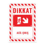 UL2697 - Acil Çıkış Sağ Yöne Aşağı İkaz ve Uyarı Levhası