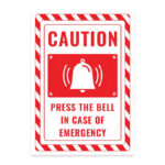 UL2701-ENG - Acil Durumda Zile Bas İkaz ve Uyarı Levhası