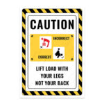 UL2723-ENG - Yükü Belinizle Değil Bacaklarınızla Kaldırın İkaz ve Uyarı Levhası