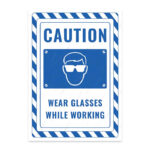 UL2736-ENG - Çalışırken Gözlük Tak İkaz ve Uyarı Levhası