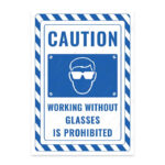 UL2738-ENG - Gözlüksüz Çalışmak Yasaktır İkaz ve Uyarı Levhası