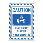 UL2741-ENG - Taşlama Yaparken İş Gözlüğü Kullan İkaz ve Uyarı Levhası