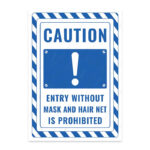 UL2804-ENG - Maske ve Bone Takmadan Girmek Yasaktır İkaz ve Uyarı Levhası