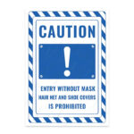UL2806-ENG - Maske Bone ve Galoş Takmadan Girmek Yasaktır İkaz ve Uyarı Levhası