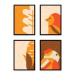 PA4S1053 - Çiçek ve Kuş Dörtlü Set Poster