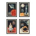 PA4S1066 - Space Çocuk Odası Dörtlü Set Poster