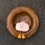 A1009 - Bereli Ördek Pembe Peluş Ponpon Anahtarlık (11cm)